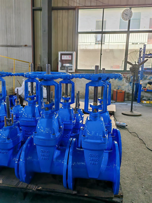 Soft Seat Gate Valve Rising Stem GGG40/GGG50 PN10/PN16/125lb-150lb Pressure Rating With Gearbox.